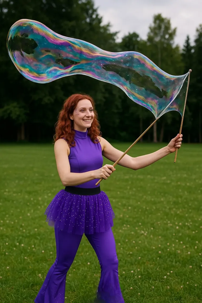 Muilo burbulų animatorė su burbulais
