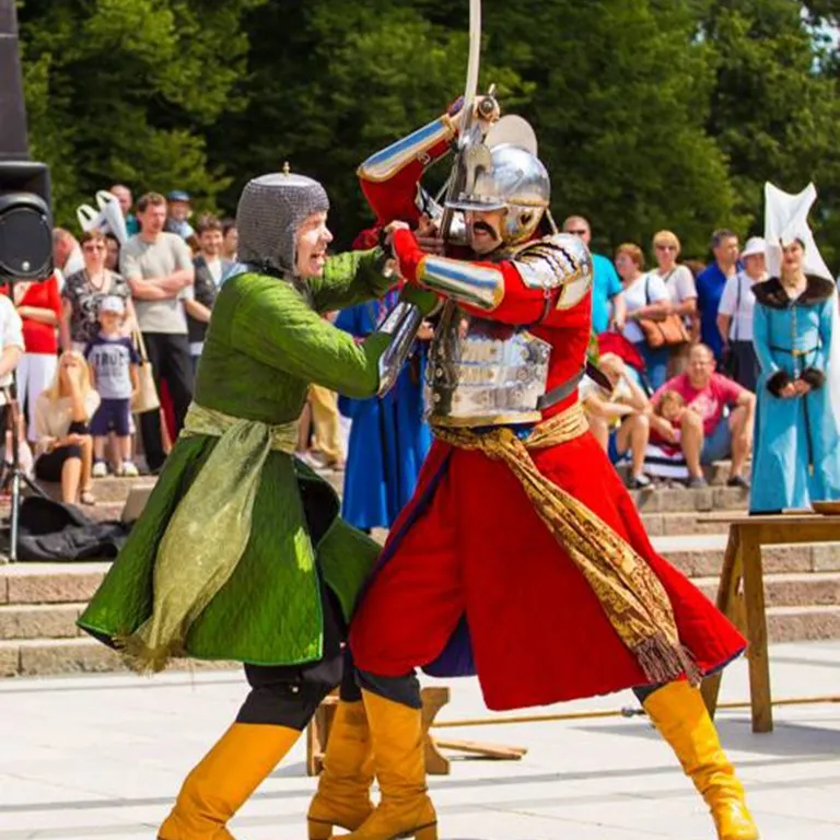 Warriors clash with sabres in front of a crowd gathered to watch